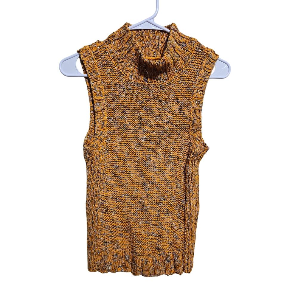 Anthropologie Sleeveless Sunrise Knit Sweater Womens Size Small Mock Neck  (879)